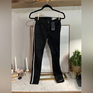 NWT SIWY Black Skinny Jeans with White Side Stripe